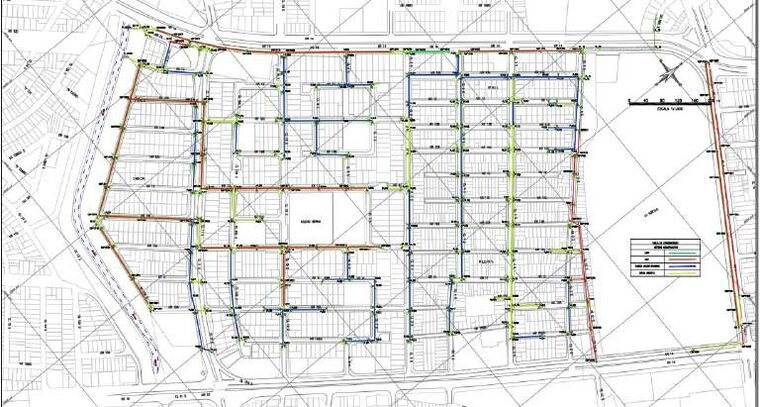 Detailed hydraulic design drawing of the networks